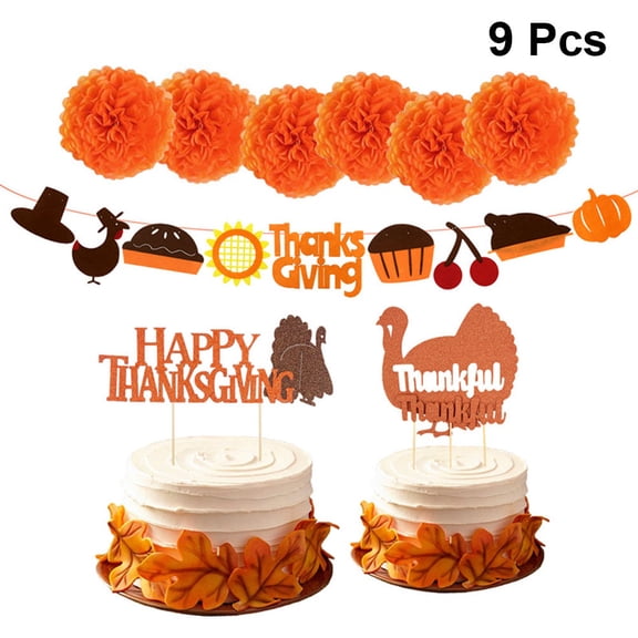Soimiss 9Pcs Paper Flowers for Thanksgiving Day Party Favor Decorations with Creative Design