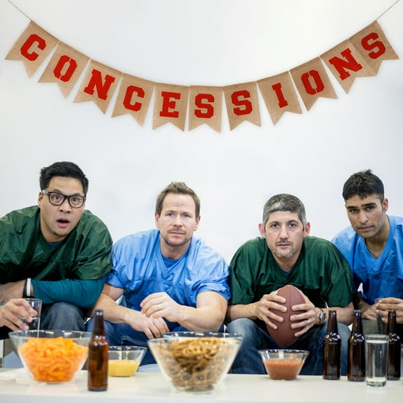 Soimiss Khaki Burlap Concessions Banner Sports Party for Wall and Table Decor