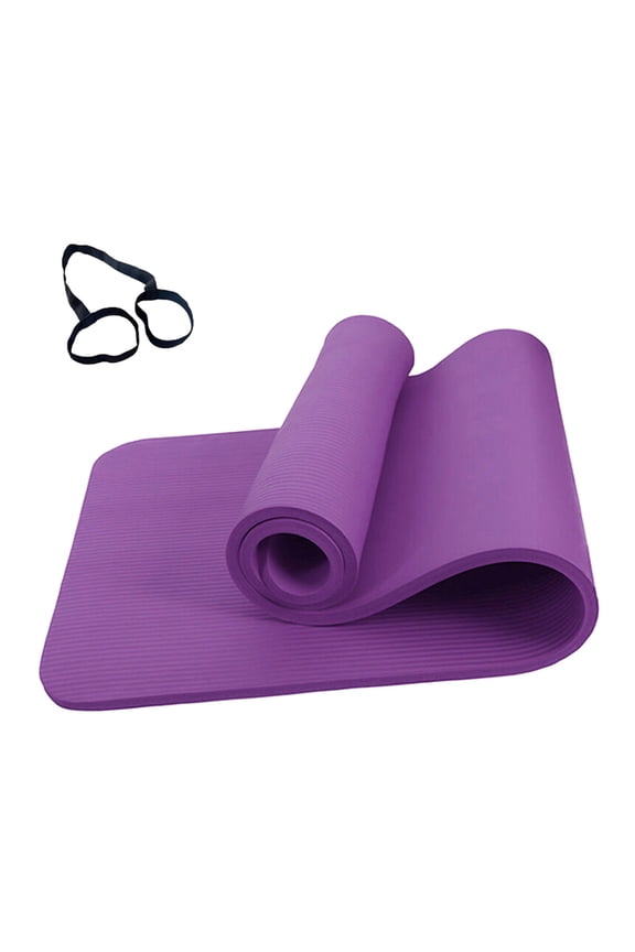 Durable Purple Yoga Mat for Pilates Exercise with Extra Thickness and Carrying Strap