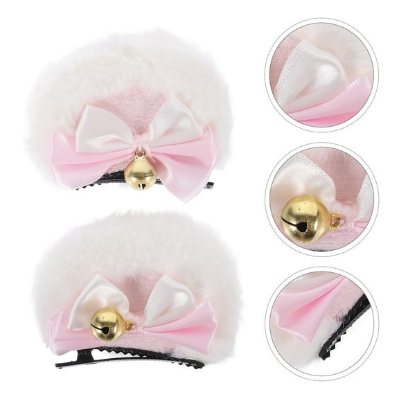 Soimiss Ballet Hair Accessories 1 Pair White Cloth Bow Shaped Hair Clips for Girls Cosplay