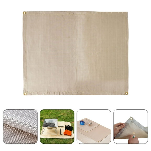 Soimiss Outdoor Fireproof Blanket Khaki Fiberglass Fire Resistant Mat for Camping and Barbecue