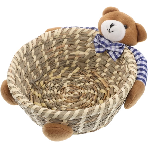 Soimiss Mini Wicker Basket Storage Thatch Holding Toys for Home Organization 1Pack
