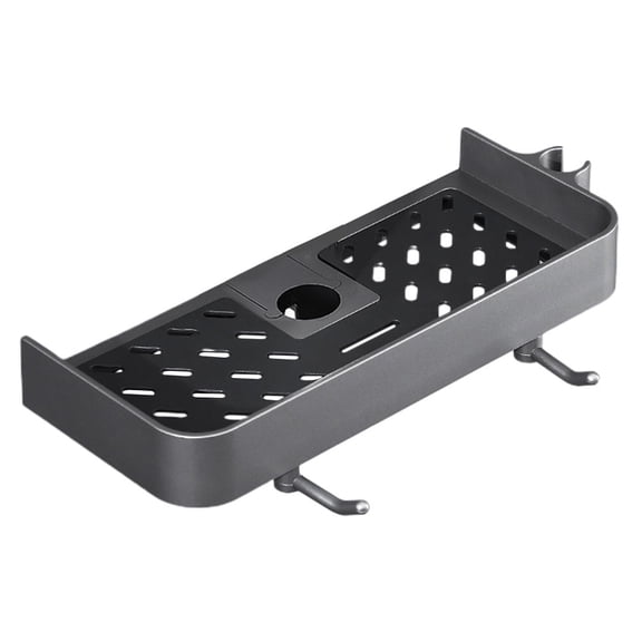 Soimiss Dark Grey Shower Toiletries Holder Adjustable Height Shower Pole Shelf for Bathroom