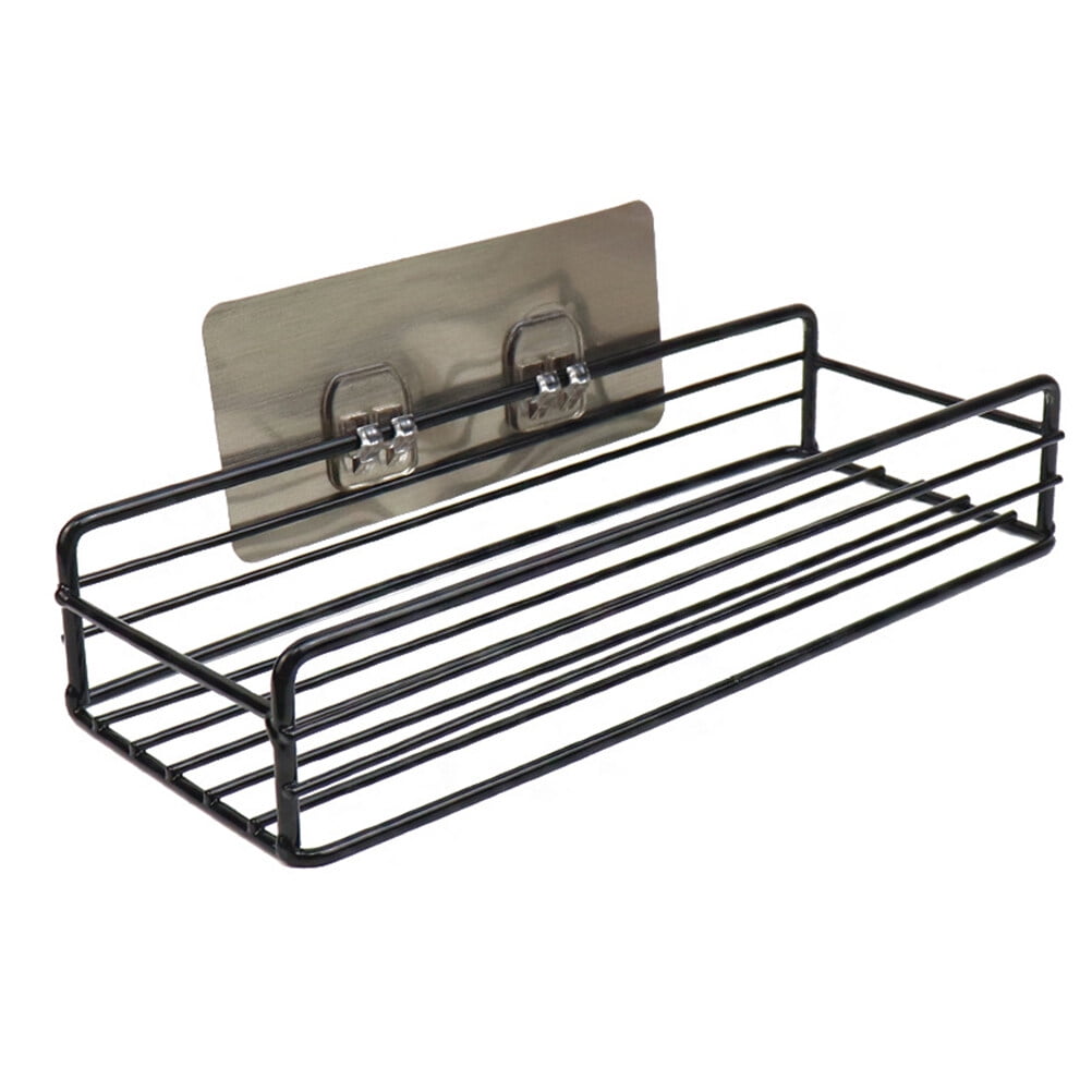 Soimiss Bathroom Storage Shelf Storage Rack Iron Black Wall Mounting ...