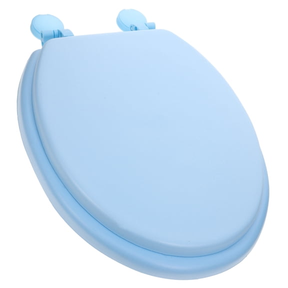 Soimiss Elongated Toilet Seat Cover Foam Sky Blue Comfortable Sitting for Families with Children 1Pcs