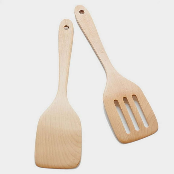 Soimiss Non Stick Wood Turner Light Brown Kitchen Utensil for Home Cooks 1Pcs
