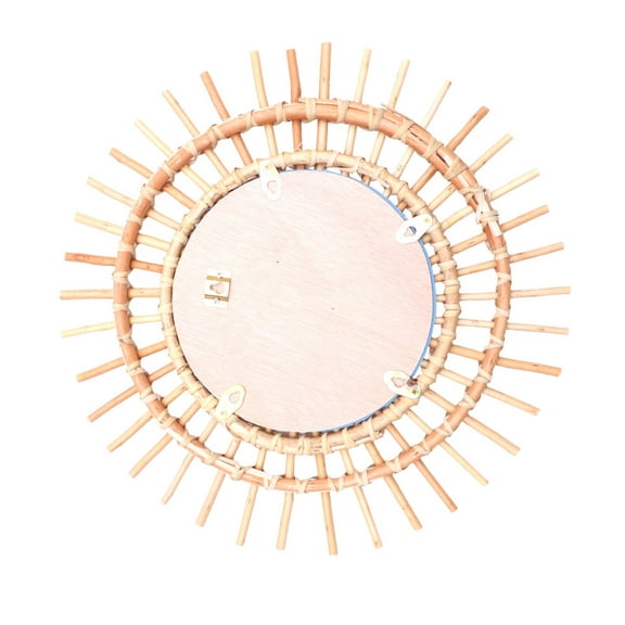 Soimiss Woven Rattan Mirror Decorative Wall Hanging Mirror For Photography Props 1Pcs