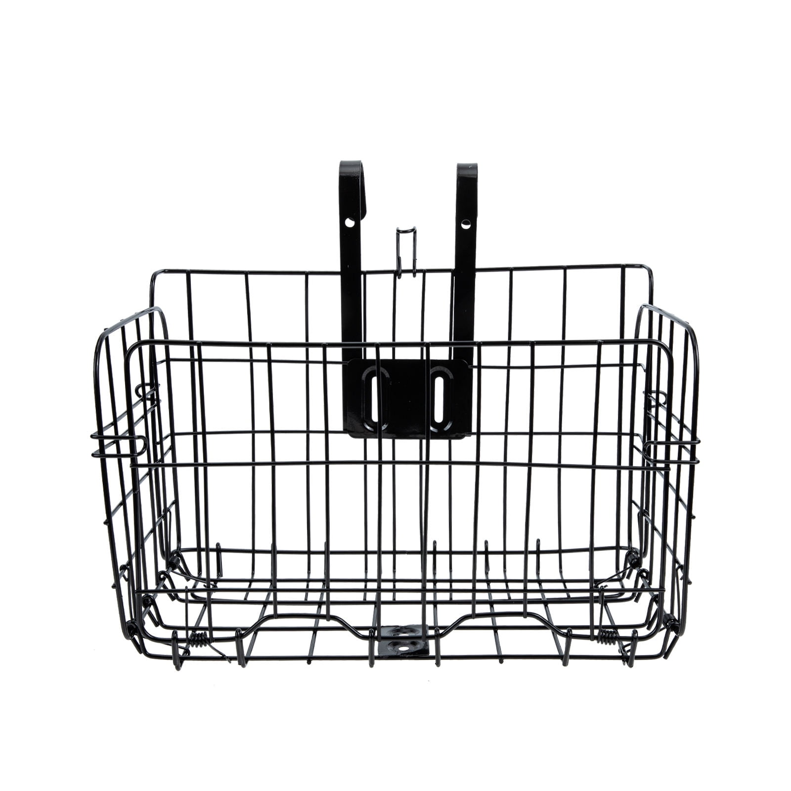 Soimiss Iron Bike Basket Front Mount Lightweight Black Foldable for Outdoor Cycling Storage