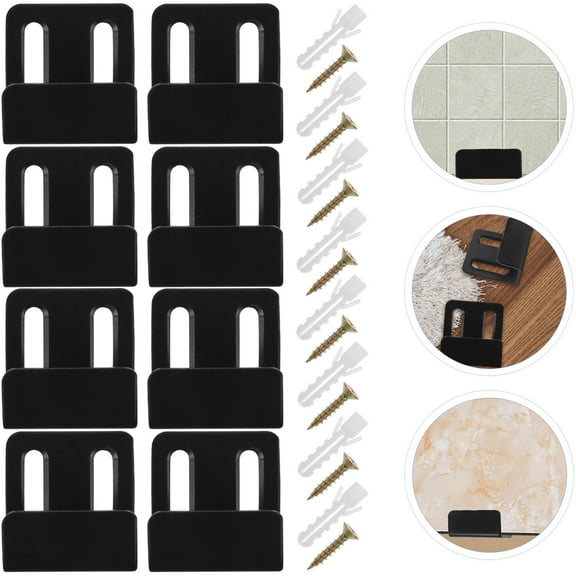Soimiss 8Sets Heavy Duty Mirror Brackets Black Wall Mounts for Frameless Mirrors and Concrete Walls