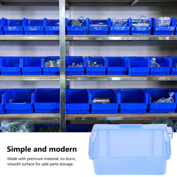 Soimiss 12Pcs Blue Warehouse Parts Storage Box PP Material Clear Inclined Mouth Tool Storage Case