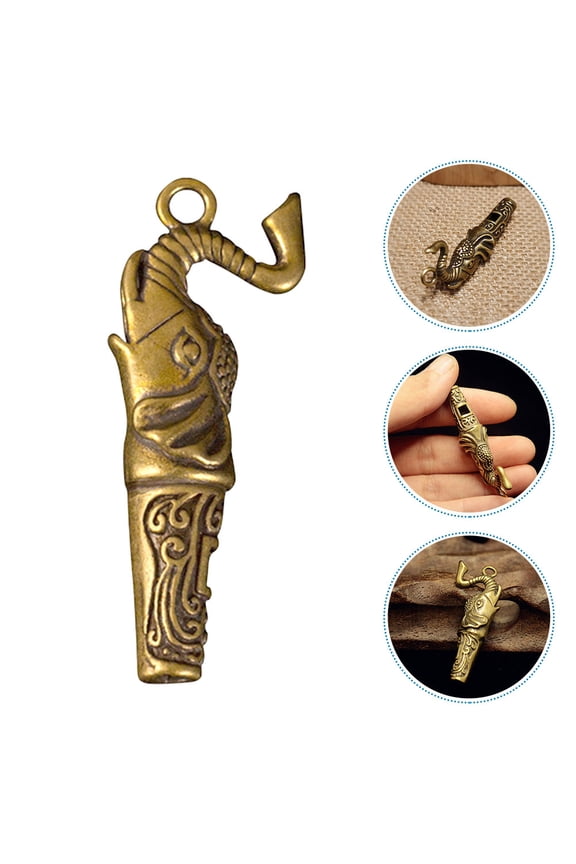Brass Elephant Whistle Keychain Ornament for Safety Keychain Multi Outdoor Emergency Situations 1Pcs