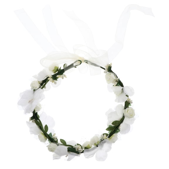 Soimiss Hair Decor Simulated Flower Headband White Fabric Plastic 1Set for Women Weddings Beach Holiday Photography
