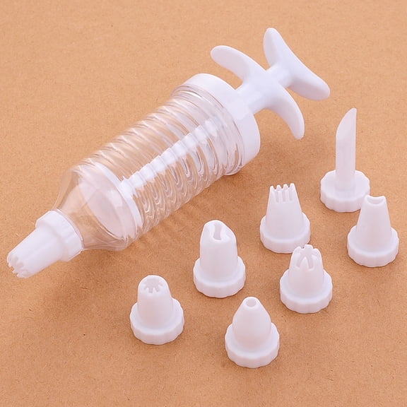 Soimiss 1Set White Cake Piping Kit Manual Cream Injector with Multi Function Nozzles for Kitchen