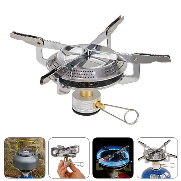 Soimiss Portable Gas Burner Stainless Steel Camping Stove for Outdoor Adventures 1Pcs