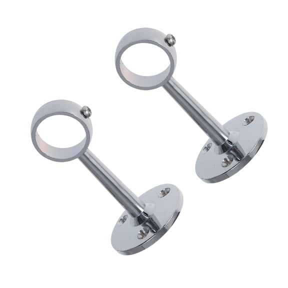 Soimiss 2Pcs Plated Silver Hanging Rod Holder Wardrobe Rail Support Heavy Duty Metal Closet Mount Bracket
