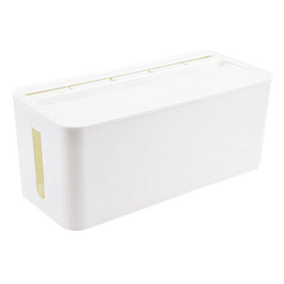 Soimiss Plastic Wire Container White Strong Storage Box for Organizing Chargers and Network Hub