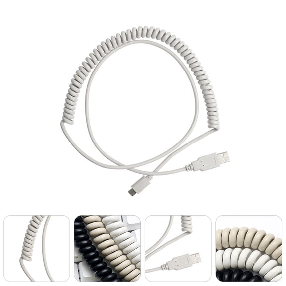 Soimiss Durable Keyboard Cable 1Pack Coiled Keyboard Connector for Office Work