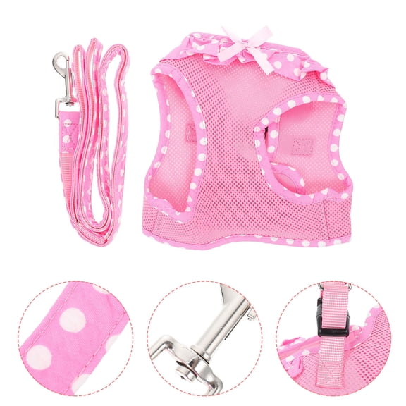 Soimiss Comfortable Pink Pet Vest Leash Durable Dog Cat Chest Strap 1Set