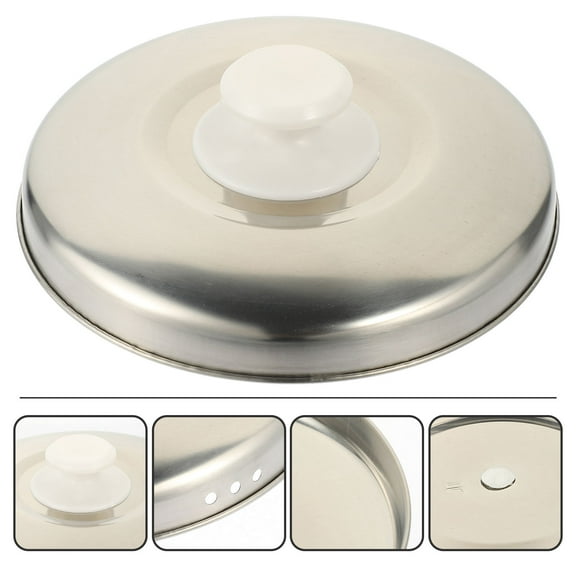 Soimiss Stainless Steel Rice Cooker Lid Plated Silver Metal Pot Cover for Home Use