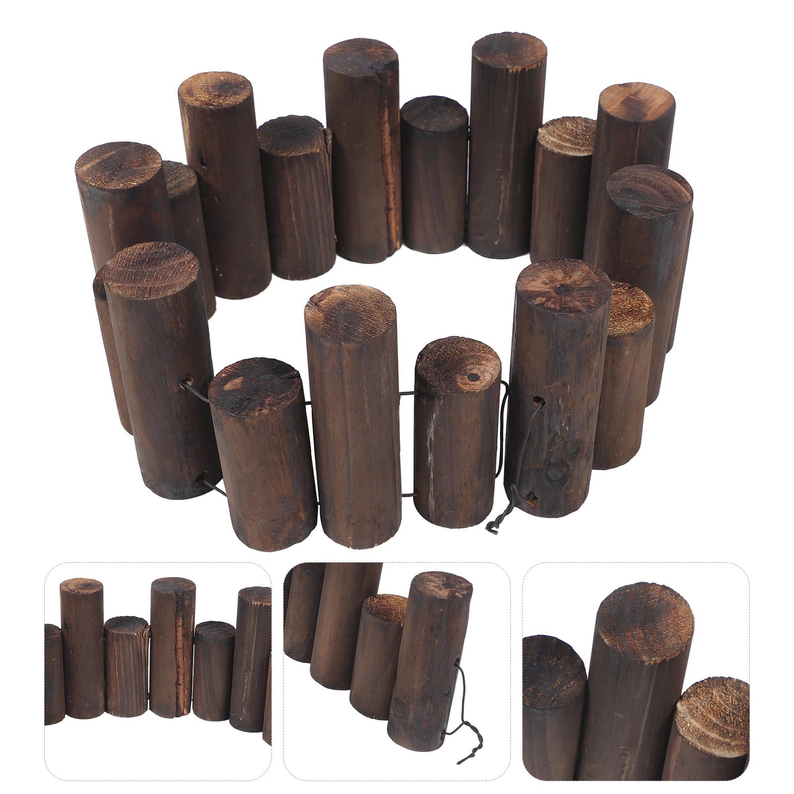 Soimiss Black Wood Garden Fence Outdoor Decorative Edging Border for Landscape and Yard