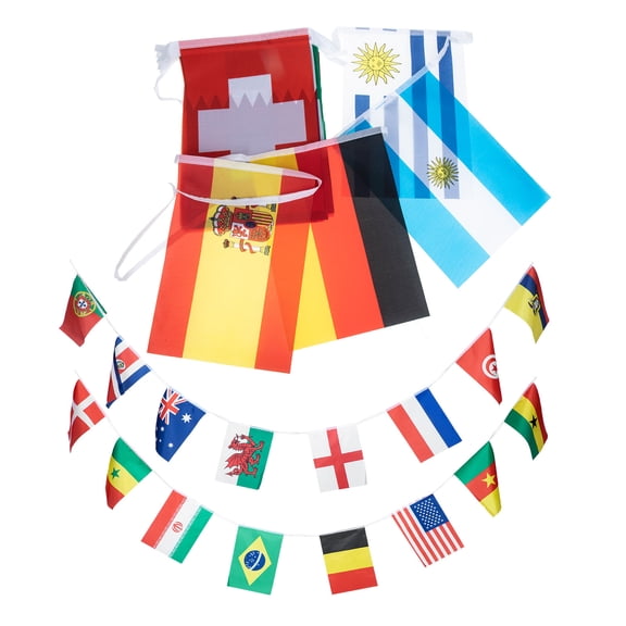 Soimiss Decorative Countries String Flag Assorted Color Bunting Football Events 1 Set