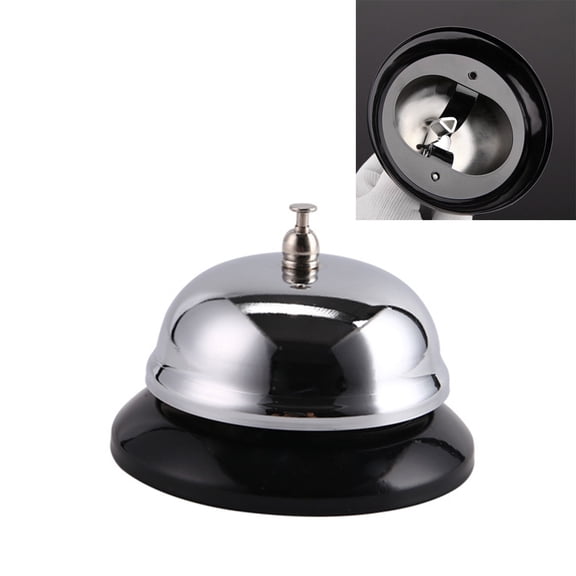 Soimiss Restaurant Reception Bell Black Stainless Steel Service Bell Ideal for Hotel and Bar