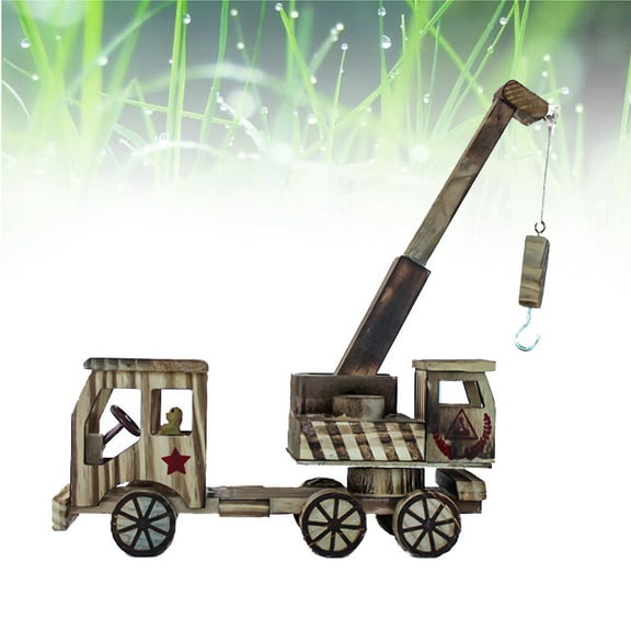 Soimiss 1Pcs Wood Simulation Crane Crawler Crane Toy Retro Style Multi 11in x 8in x 3in for Bars and Restaurants