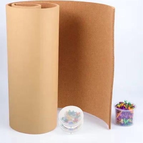 Soimiss 1Set Self Adhesive Cork Memo Board Light Brown for Home Wall Decoration