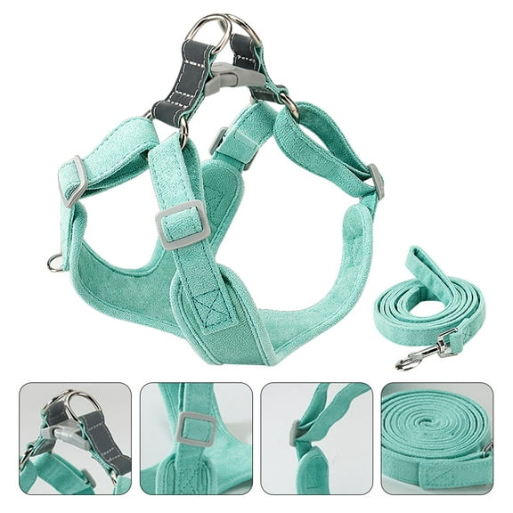 Soimiss Dog Harness for Pets Synthetic Material Green Reflective Design Convenient Leash for Medium and Small Dogs