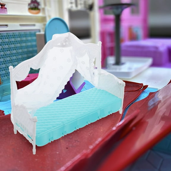 Soimiss Portable Plastic Dollhouse Single Bed Designed for 30 Centimeter Dolls with DIY Assembly