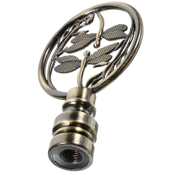 Soimiss Dark Brown Metal Dragonfly Lamp Finial Cap Knob Decorative Lamp Shade Accessory with Polished Finish