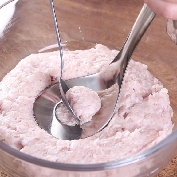 Soimiss Kitchen Gadget Stainless Steel Meatball Scoop with Leak Hole Oval Shape for Perfect Meatballs