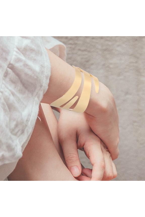 Elegant Geometric Open Wide Cuff Bangle For Women Stylish Bracelet With Intricate Cutouts Occasion