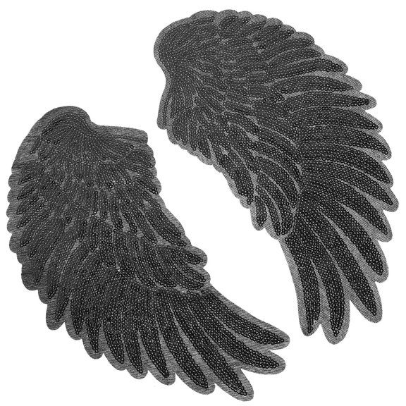 Soimiss 1Pair Black Sequins Wings Clothes Patch with Fine Workmanship for Jackets Shirts and Bags