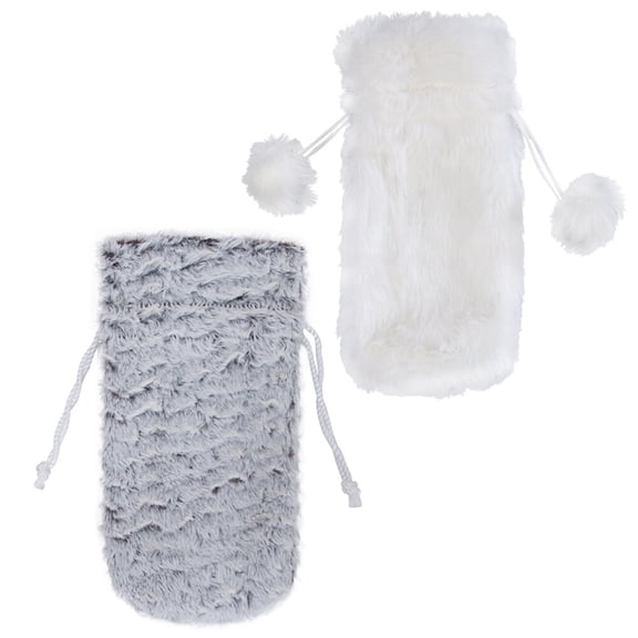 Soimiss 2Pcs Decorative White Bottle Pouches for Christmas Wine Presentation