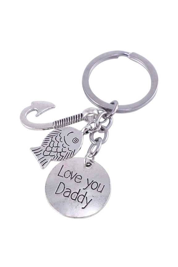 Fish Keychain Fishing Key Holder Silver Key Decoration 1Pcs For Grandpa