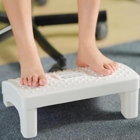 Soimiss White Plastic Roller Massage Footstool with Comfortable Footrest for Home Bathroom