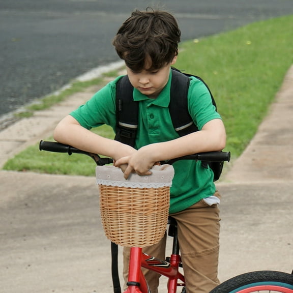 Soimiss Premium Rattan Bike Basket Compact and Lightweight for Riding