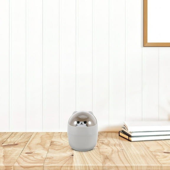 Soimiss Small Grey Countertop Trash Can Cute Bear Shape Easy to Clean and Versatile