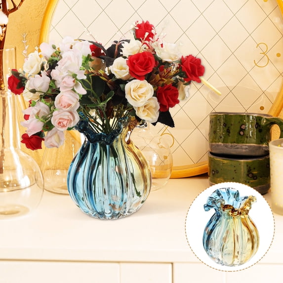 Soimiss Glass Flower Vase Decorative Centerpiece Glossy Dried Flower Holder For Home Decor Compact For Easy Placement