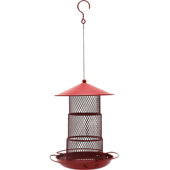 Soimiss Heavy Duty Outdoor Squirrel Peanut Feeder Red Metal Hanging Design 1Pcs