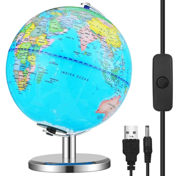 Soimiss Illuminated World Globe with Stand for Decoration Use Educational Tool 1pc