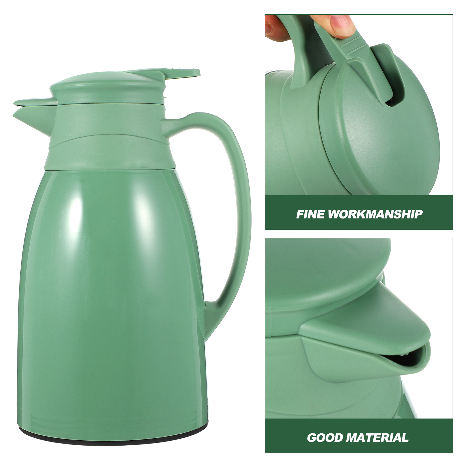 Soimiss Insulated Water Bottle Green Glass Inner PP Outer for Home Use