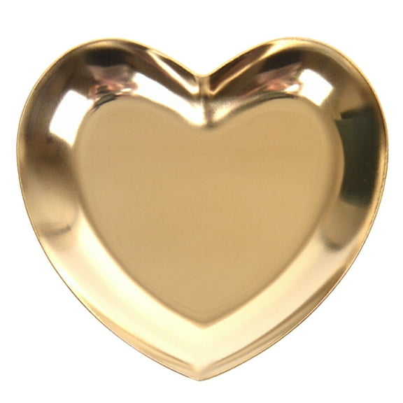 Soimiss Modern Ceramic Heart Shaped Jewelry Dish Organizer in Golden for Small Accessories