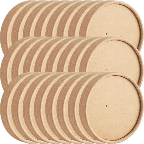 Soimiss Kraft Round Lids Khaki Color for Soup Containers Easy to Use 40Pcs