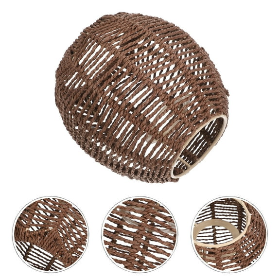 Soimiss Vintage Woven Lampshade Coffee Color for Home Decor Easy Install