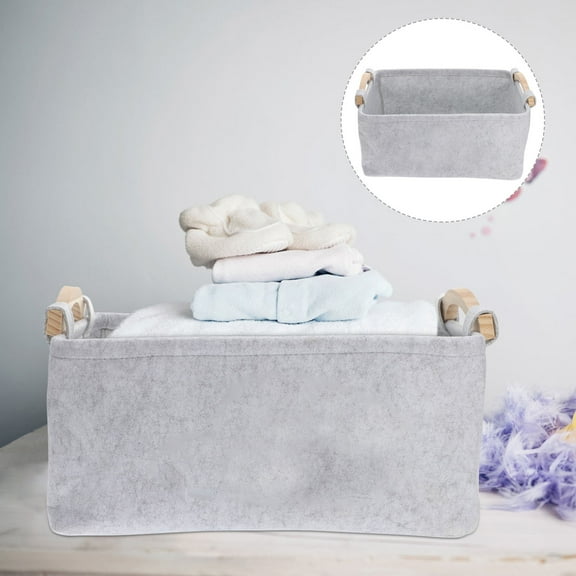 Soimiss Light Grey Felt Storage Bin for Organization MultiPurpose Storage Case with Handles 12.5x12.5x10 Inches