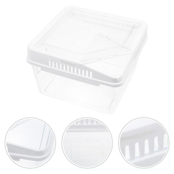 Soimiss Reptile Hide Box Breeding Container Plastic White 1Set for Pet Owners