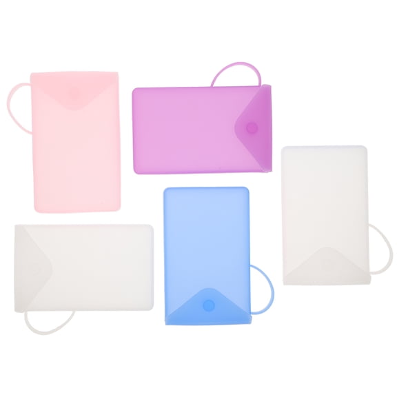 Soimiss 5Pcs Waterproof Silicone Mask Storage Bags for Travel Face Cover Organizer in Assorted Colors