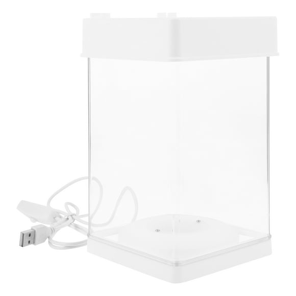 Soimiss Fish Tank for Betta Fish Rectangular Plastic 1Pcs with Lighting System for Home Decor